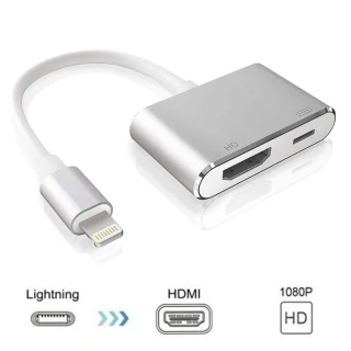 iPhone Lightning 轉HDMI 數位影音轉接線 鋁合金版(蘋果 APPLE 轉接線加充電二合一手機高清轉接線)