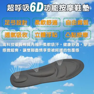 【輕鬆大師】6D釋壓高科技棉按摩鞋墊(男用黑色*3雙)