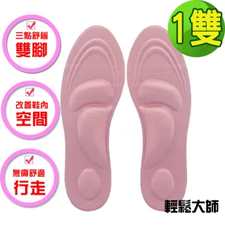 【輕鬆大師】6D釋壓高科技棉按摩鞋墊(女用粉色*1雙)