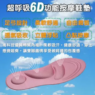 【輕鬆大師】6D釋壓高科技棉按摩鞋墊(女用粉色*5雙)
