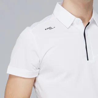 【KING GOLF】速達-男款領袖口撞色拼接POLO衫/高爾夫球衫(白色)