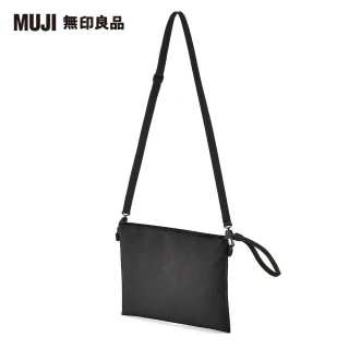 【MUJI 無印良品】撥水加工聚酯纖維隨身側包黑色