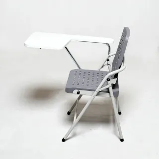 【HomeLong】白宮塑鋼課桌合椅(台灣製造 加大塑膠座背墊帶寫字板舒適折疊學生椅 培訓椅 會議椅 補習班椅)
