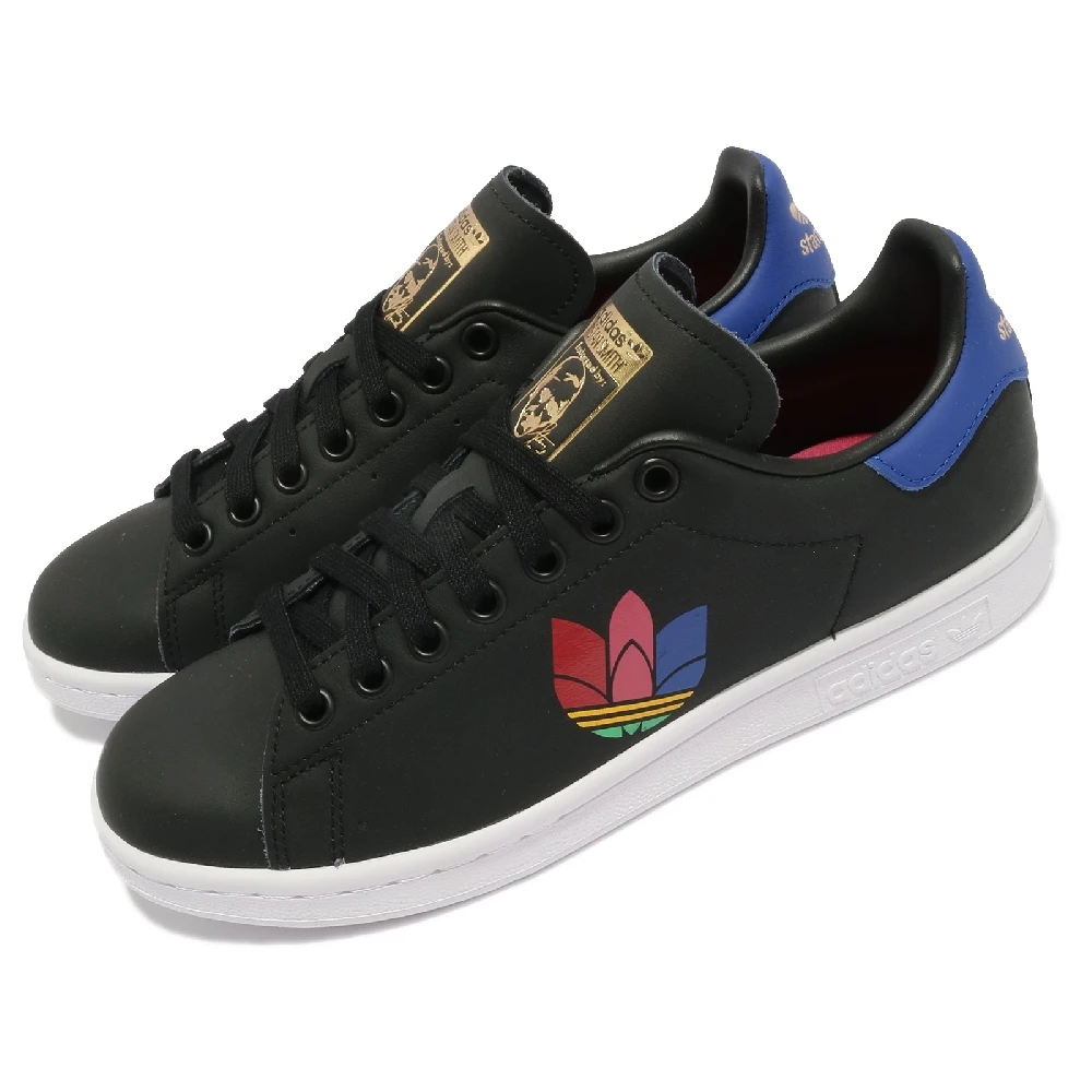 Adidas 愛迪達 休閒鞋stan Smith W 復古女鞋海外限定彩色logo 三葉草球鞋黑白藍 Fw2458 Momo購物網
