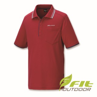 【Fit 維特】男-涼感銀離子短袖POLO衫-魅力紅 IS1111-14(透氣合身/貼身/短袖上衣/運動休閒/戶外登山)