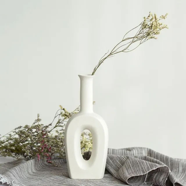 【JEN】創意現代白瓷花瓶桌面擺飾花器居家裝飾工藝品(典雅)