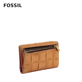 【FOSSIL】Liza 寬編織輕巧型真皮短夾-棕色 SL6466231