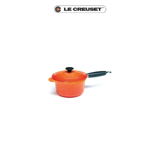 【Le Creuset】琺瑯鑄鐵電木柄醬汁鍋16cm(火焰橘)