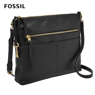 【FOSSIL】Fiona 真皮輕便休閒斜背包 大款-黑色 ZB1543001(可拆式內袋)