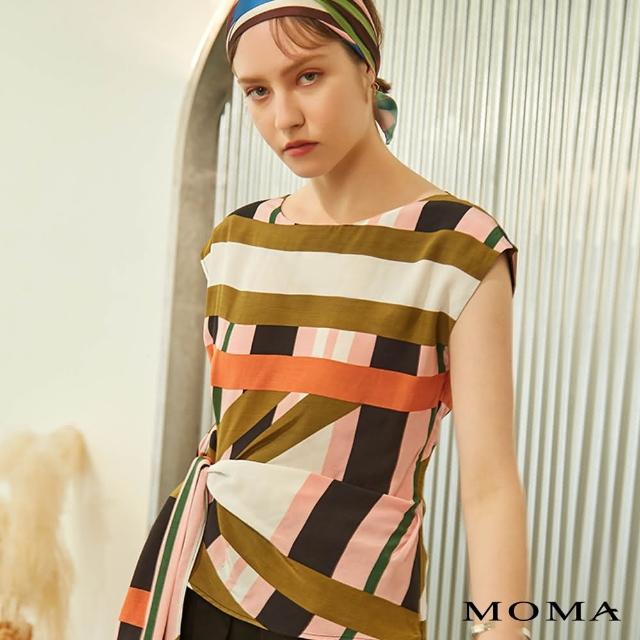 MOMA【MOMA】幾何條紋綁帶上衣(粉色)