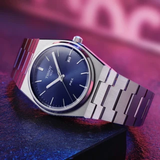 【TISSOT 天梭】PRX 系列 70年代復刻石英錶-銀x藍/40mm(T1374101104100)