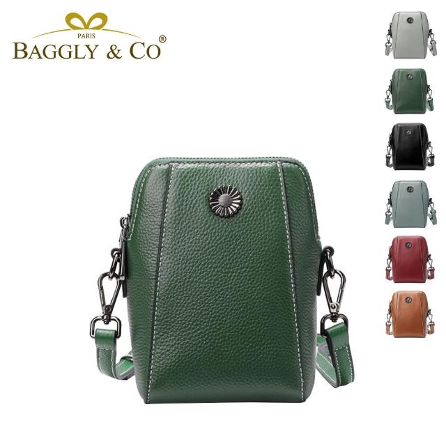 BAGGLY&CO【BAGGLY&CO】妮朗琪潮流簡約大容量真皮斜側背手機包(六色)