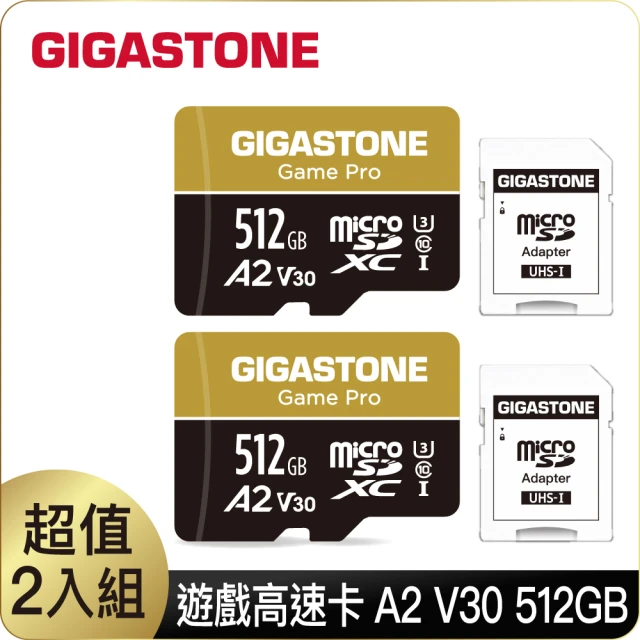 【Gigastone 立達國際】512GB micro SDXC UHS-Ⅰ U3 記憶卡超值2入組(512G A2V30 高速記憶卡)