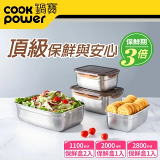 【CookPower鍋寶】316不鏽鋼保鮮盒大容量4入組(EO-BVS2801200111Z2)