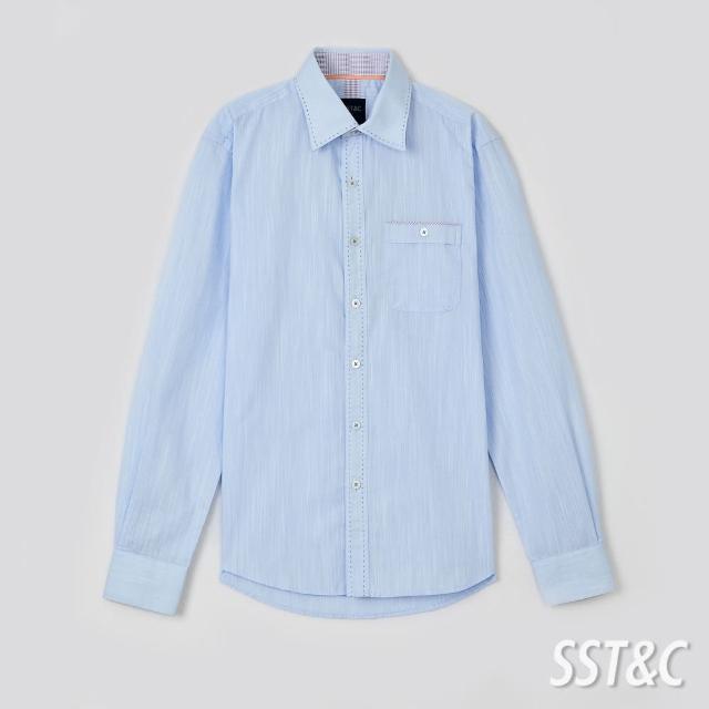 SST&C【SST&C】藍色紋路經典款長袖襯衫0381707004