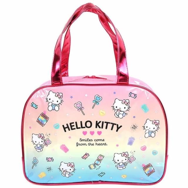 【小禮堂】Hello Kitty 透明海灘袋 波士頓包 游泳袋 泳具袋 防水袋 《紅 2021炎夏企劃》