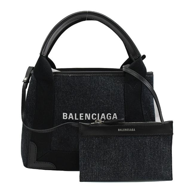 【Balenciaga 巴黎世家】NAVY CABAS XS 單寧布手提斜背兩用包(深藍)