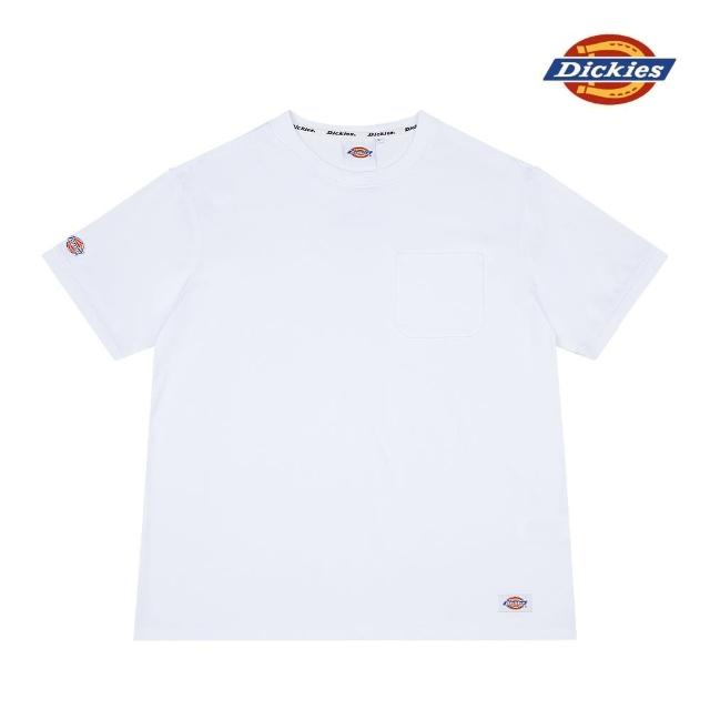 Dickies【Dickies】Dickies男款白色純棉右袖Logo刺繡徽章短袖口袋T恤｜DK008751C4D