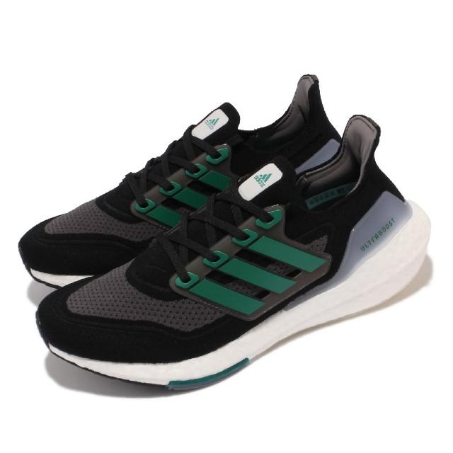 【adidas 愛迪達】慢跑鞋 UltraBOOST 21 運動 男鞋 愛迪達 襪套 避震 包覆 路跑 健身 球鞋 黑綠(FZ1923)