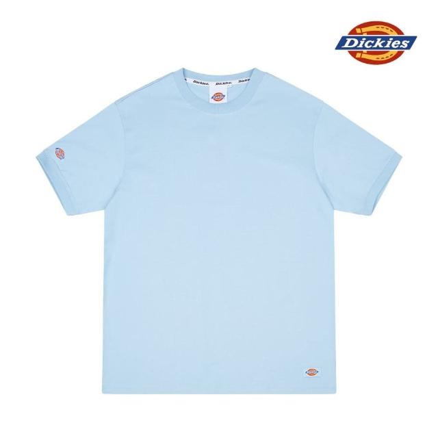 【Dickies】Dickies男款天藍色針織Logo繡花徽章短袖T恤｜DK008736B70