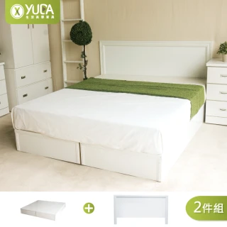 【YUDA 生活美學】純白色 房間組二件組 雙人5尺 床頭片+加厚六分床底 新竹以北免運費