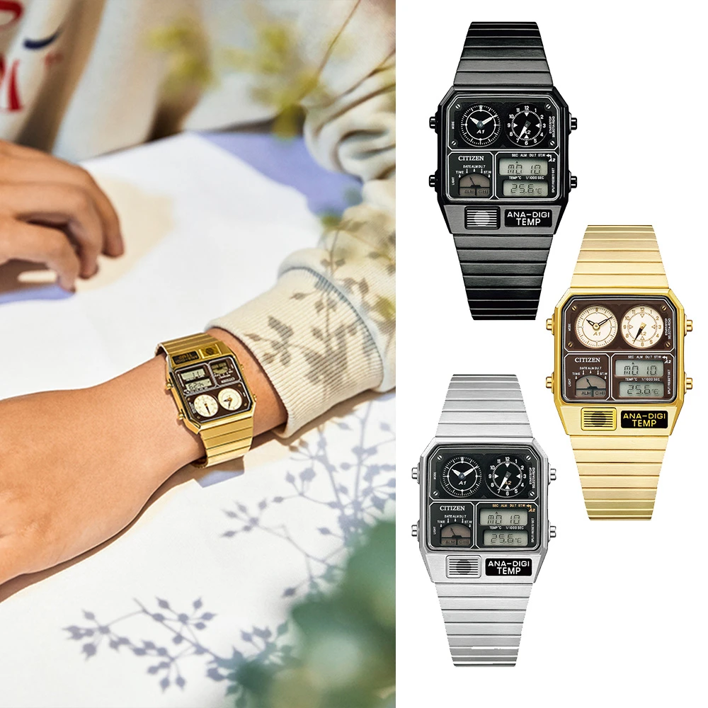 【CITIZEN 星辰】ANA-DIGI TEMP 經典復刻電子腕錶原廠公司貨(金色/黑色/銀色)