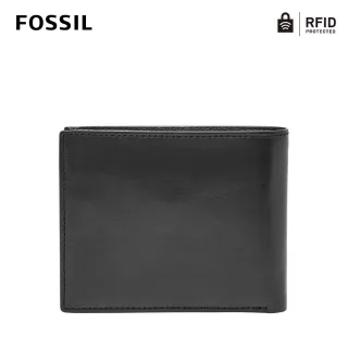 【FOSSIL】Ryan 黑色真皮RFID大零錢袋皮夾 男 短夾ML3736001