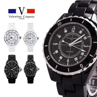 【Valentino Coupeau】經典晶鑽全陶瓷藍寶石水晶面男女款手錶(范倫鐵諾 古柏 VCC)