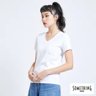 【SOMETHING】氣質優雅玫瑰短袖T恤-女款(白色)