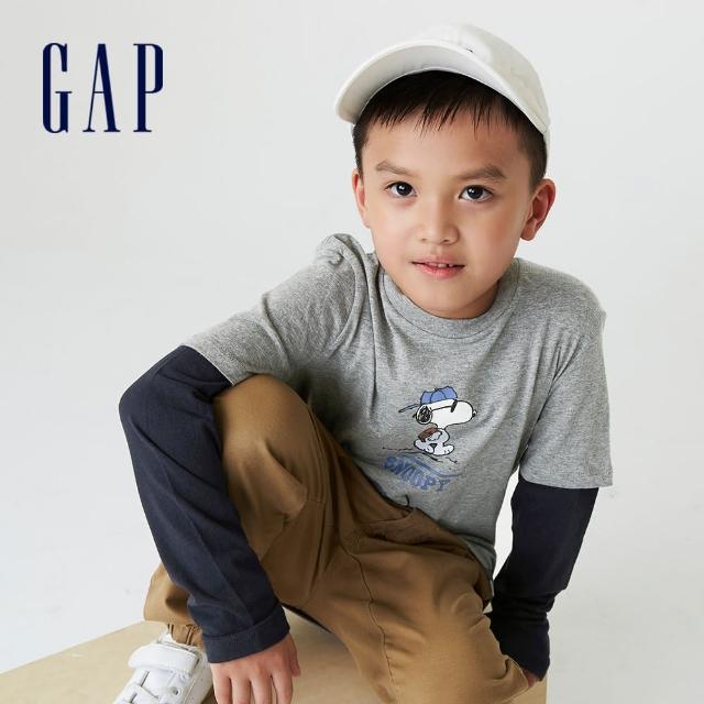 【GAP】男童 Gap x Snoopy 史努比系列純棉T恤(740352-麻灰色)