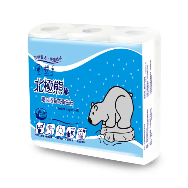 【百吉牌】《北極熊》環保小捲筒衛生紙270組x6捲-串/