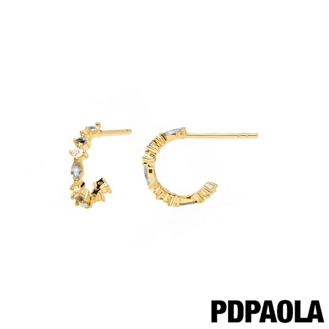 PDPAOLA【PDPAOLA】西班牙精品 Ombr☆ 優雅圓圈鍍18K金耳環(冰晶藍)