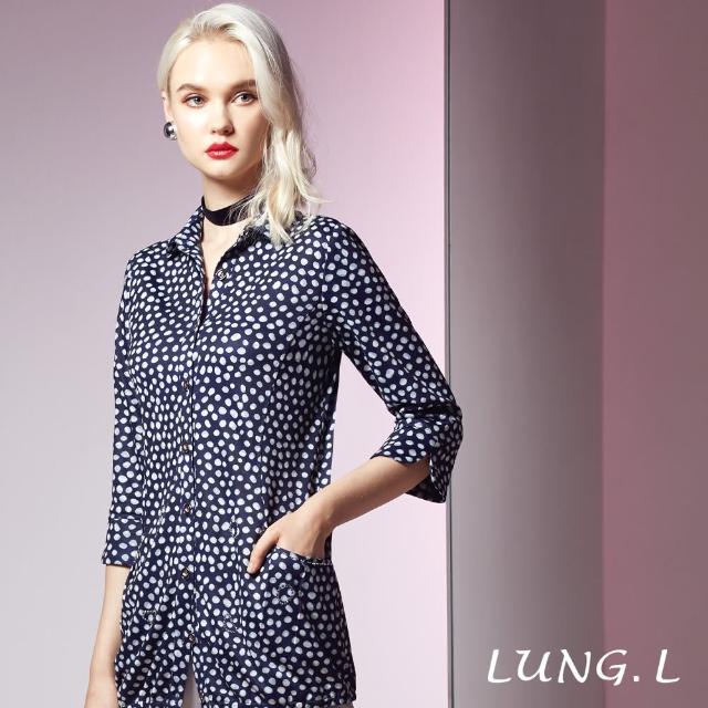 LUNG.L 林佳樺【LUNG.L 林佳樺】LG13A#籃底石頭花七分袖開襟上衣(女裝)