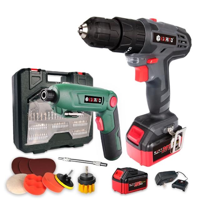 【機械堂】20V三用鎚擊鑽雙電池套組+8V衝擊起子機(E平台 組合優惠)
