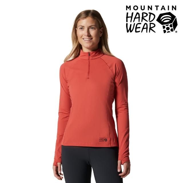 【Mountain Hardwear】Mountain Stretch 1/2 Zip彈性快乾立領半拉長袖排汗衣 女款 馬蹄蓮紅#1942551