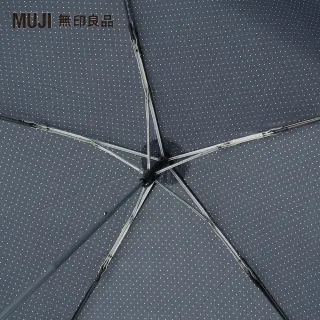 【MUJI 無印良品】聚酯纖維晴雨兩用輕量折傘(深藍紋樣)