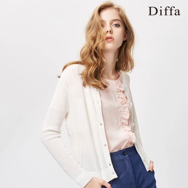 【Diffa】荷葉圓領短袖上衣-女