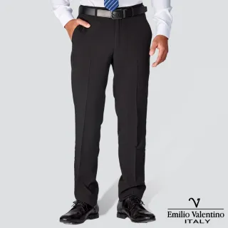 【Emilio Valentino 范倫提諾】輕量彈性修身平面西裝褲(黑)