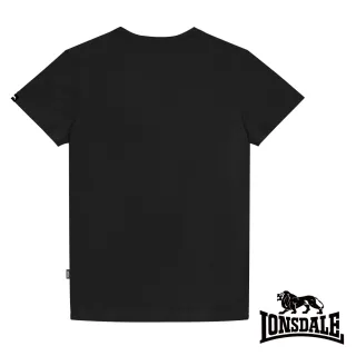【LONSDALE 英國小獅】極簡植絨LOGO短袖T恤(黑色LT003)