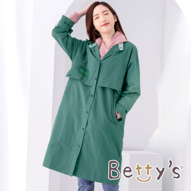 betty’s 貝蒂思【betty’s 貝蒂思】落肩繡線寬版風衣(深綠)