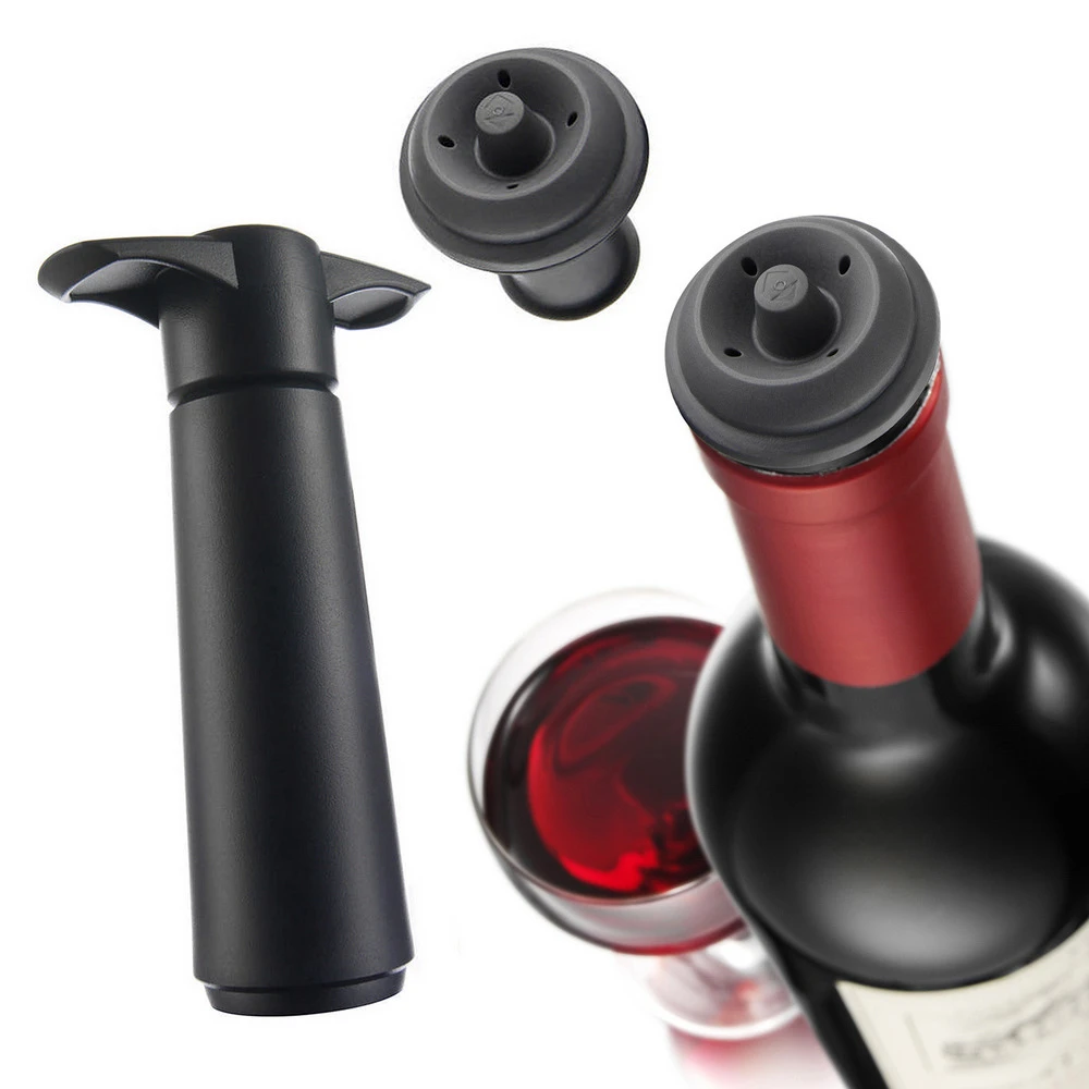 【VACU VIN】Click 紅酒抽真空器+2瓶塞組(黑)