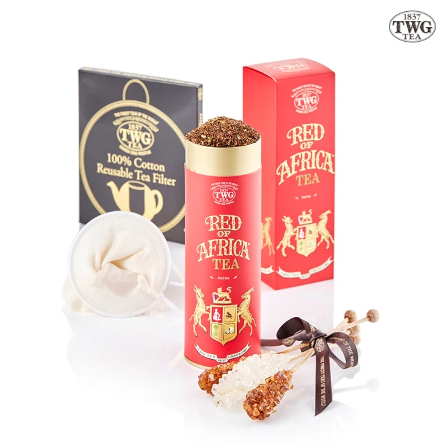 【TWG Tea】非洲紅茶茗茶禮物組(非洲紅茶100g/罐 南非國寶茶+瀘茶網+茶棒糖)