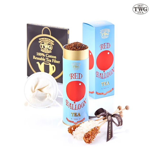 【TWG Tea】乘風高翔茗茶禮物組(乘風高翔100g/罐 南非國寶茶+瀘茶網+茶棒糖)