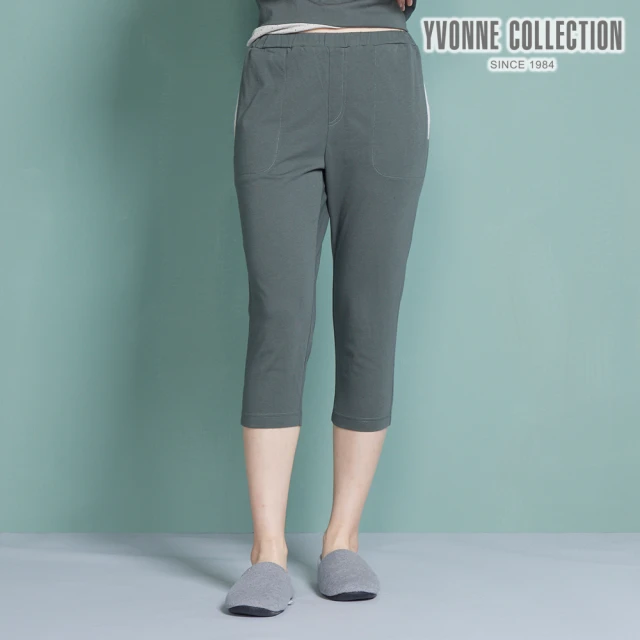 Yvonne Collection【Yvonne Collection】素面點點貼身七分褲(夜幕綠L)