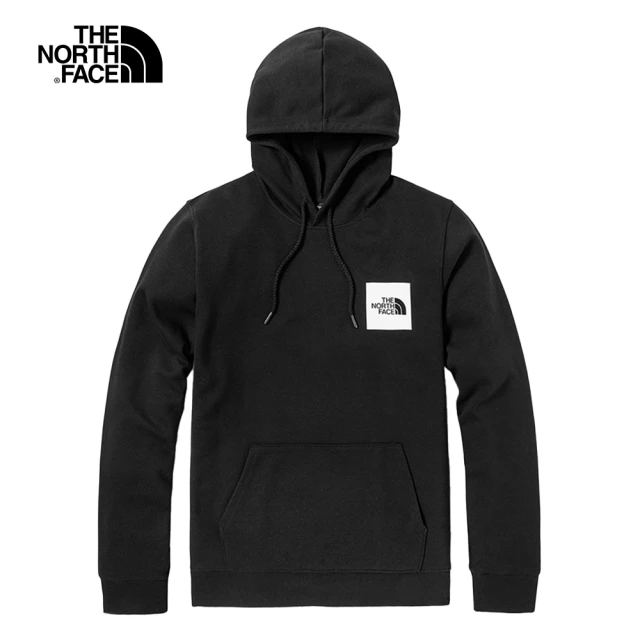 【The North Face】北面男款黑色胸前LOGO印花連帽大學T｜5AZFJK3