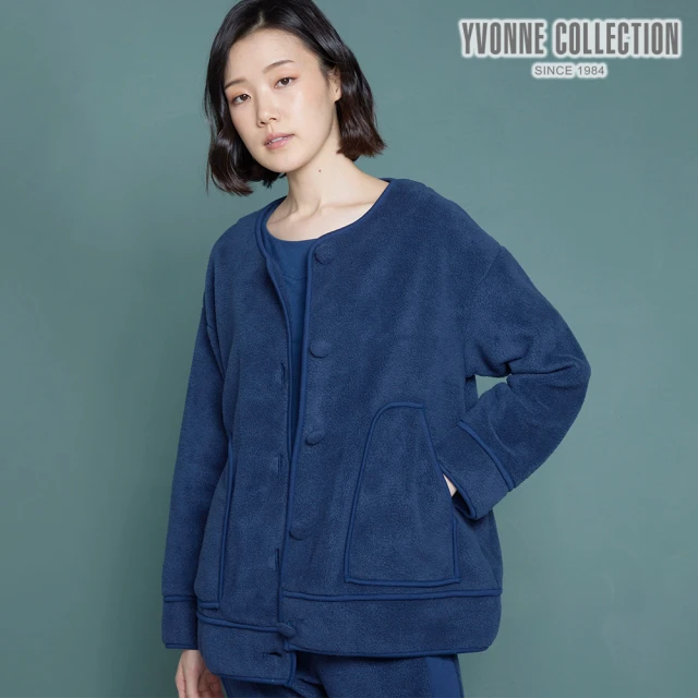 Yvonne Collection【Yvonne Collection】搖粒絨無領外套(丈青藍)