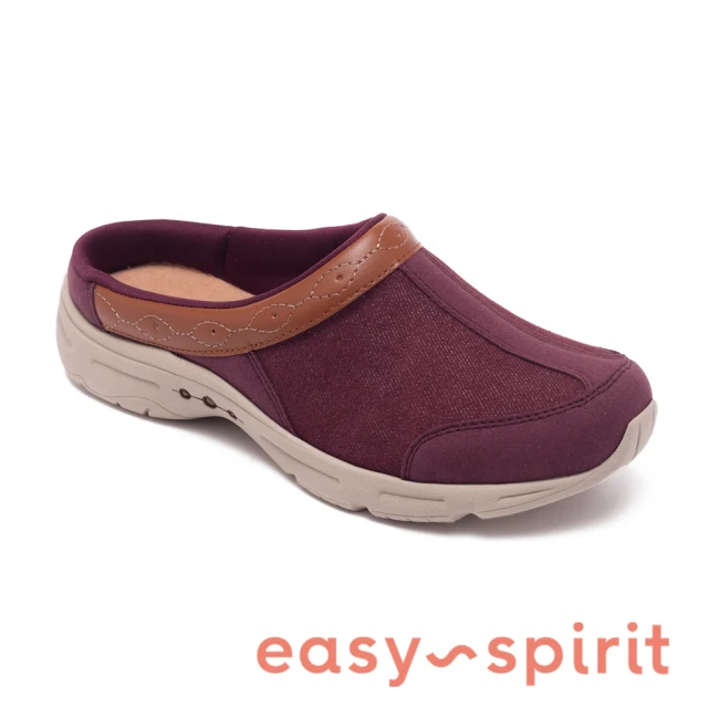 【Easy Spirit】BAYE7-A 異材拼接厚底休閒拖鞋(酒紅色)
