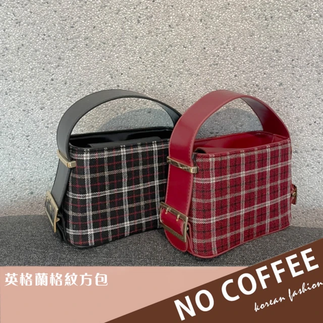 【NO COFFEE】英格蘭格紋方包(側背包/女生包包/斜背包)