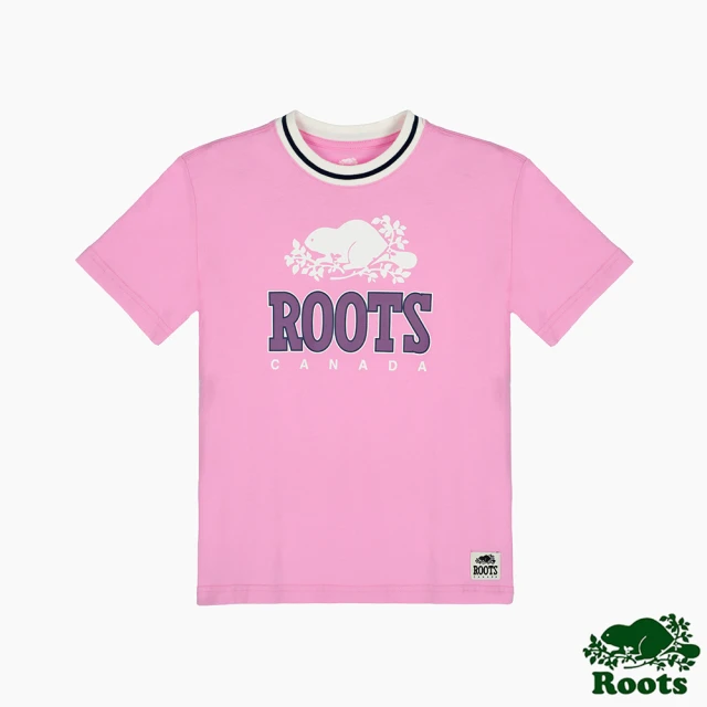 【Roots】Roots大男童-復古翻玩系列 OVERSIZED短袖T恤(粉紫色)