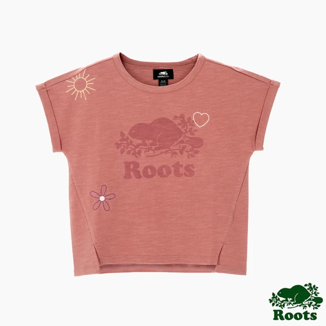 【Roots】Roots大女童-彩色海狸系列 短袖上衣(乾燥玫瑰色)